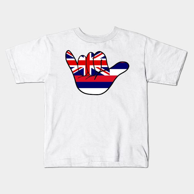 Hawai'i Flag Shaka Kids T-Shirt by peachycrossing